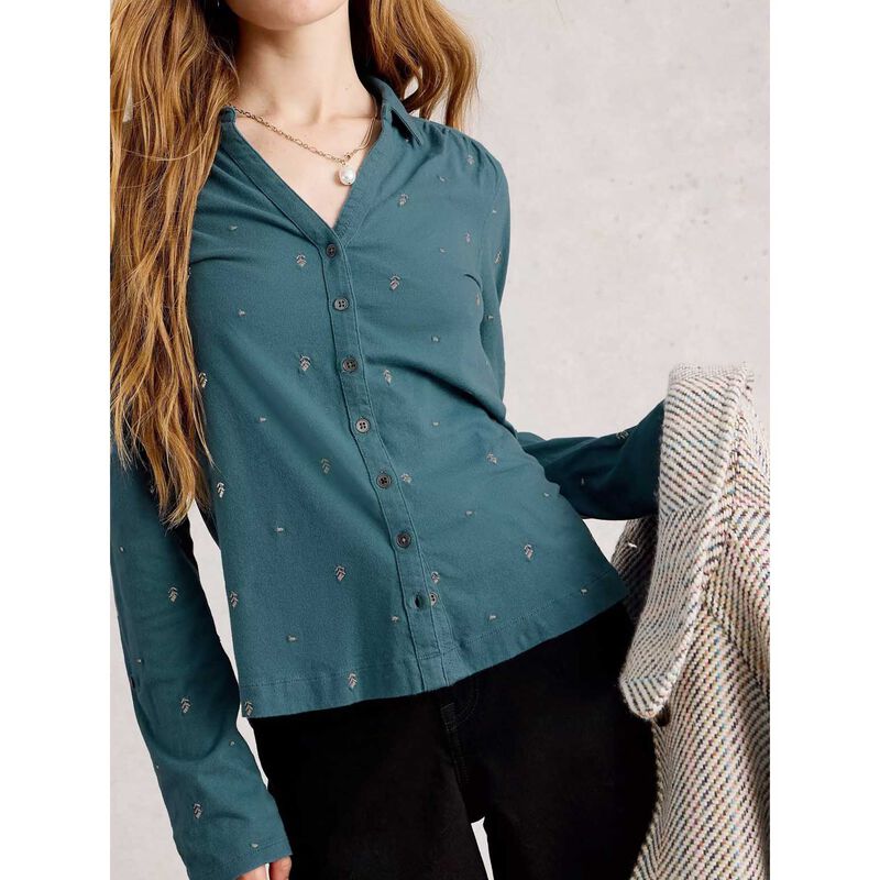 White Stuff Annie Embroidered Jersey Shirt image number 2